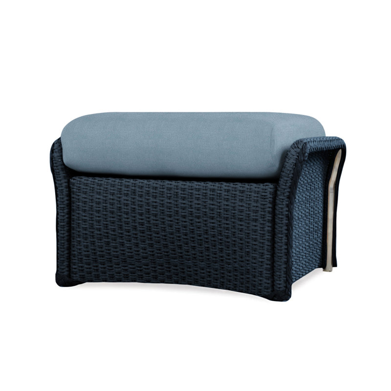 Weekend Retreat Outdoor Ottoman, Sailcloth Salt, Ebony