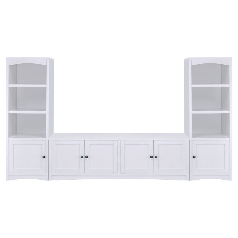 Meuble télé blanc avec 4 portes en bois d'ingénierie avec rangement | Idée de cadeau