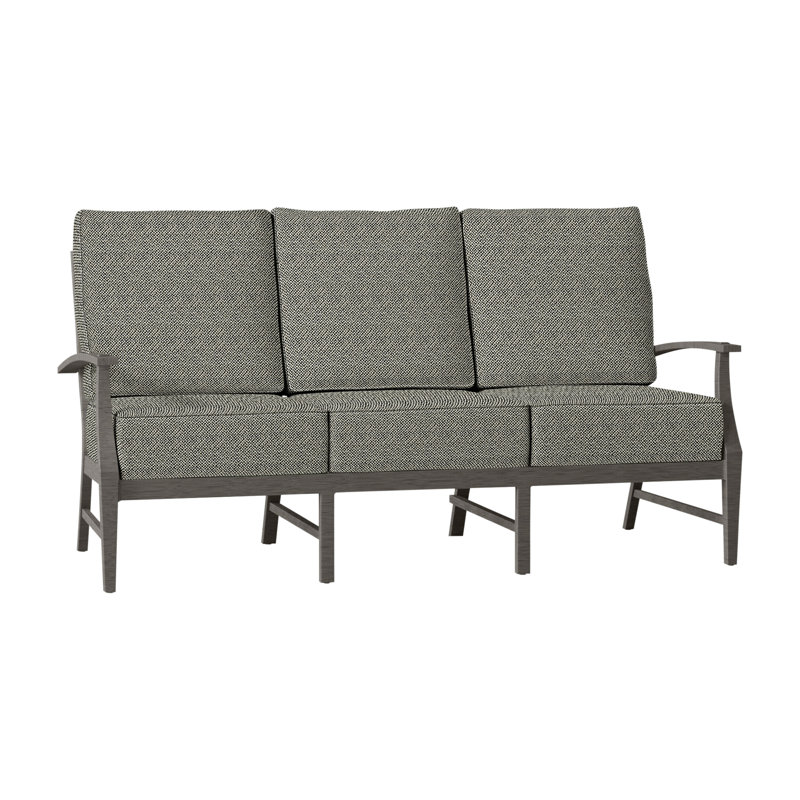 Croquet 76" Wide Outdoor Patio Sofa with Cushions, No Welt, Intermix Bark, Slate Gray