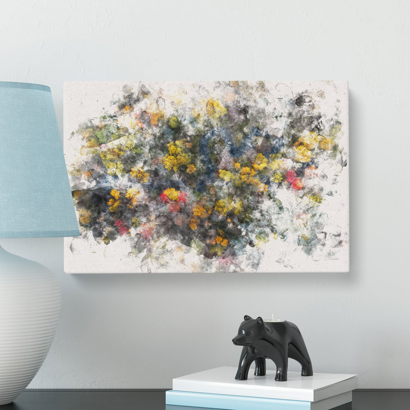 River Through An Autumn Forest Watercolour - Wrapped Canvas Print, 60cm H x 91cm W x 4cm D