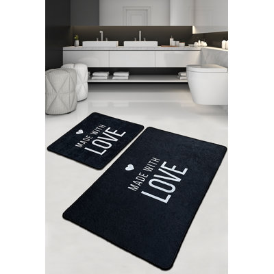 Antibacterial Bathmat Set (2 Pieces), 100% Polyester, 23.6 x 39.4 inches & 19.7 x 23.6 inches | Non-Slip Underside, 700 g/m² | Machine Washable, Quick-Dry, Ideal for Bathroom Safety & Comfort