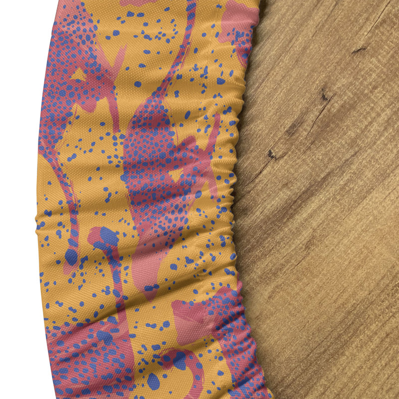 East Urban Home Leopard Fitted Round Tablecloth Diameter Orange Purple, 51.97" Round