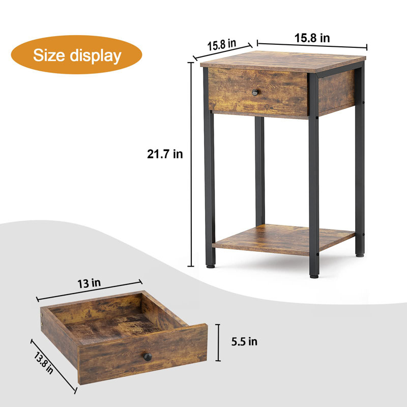Table de chevet Berit, Brun