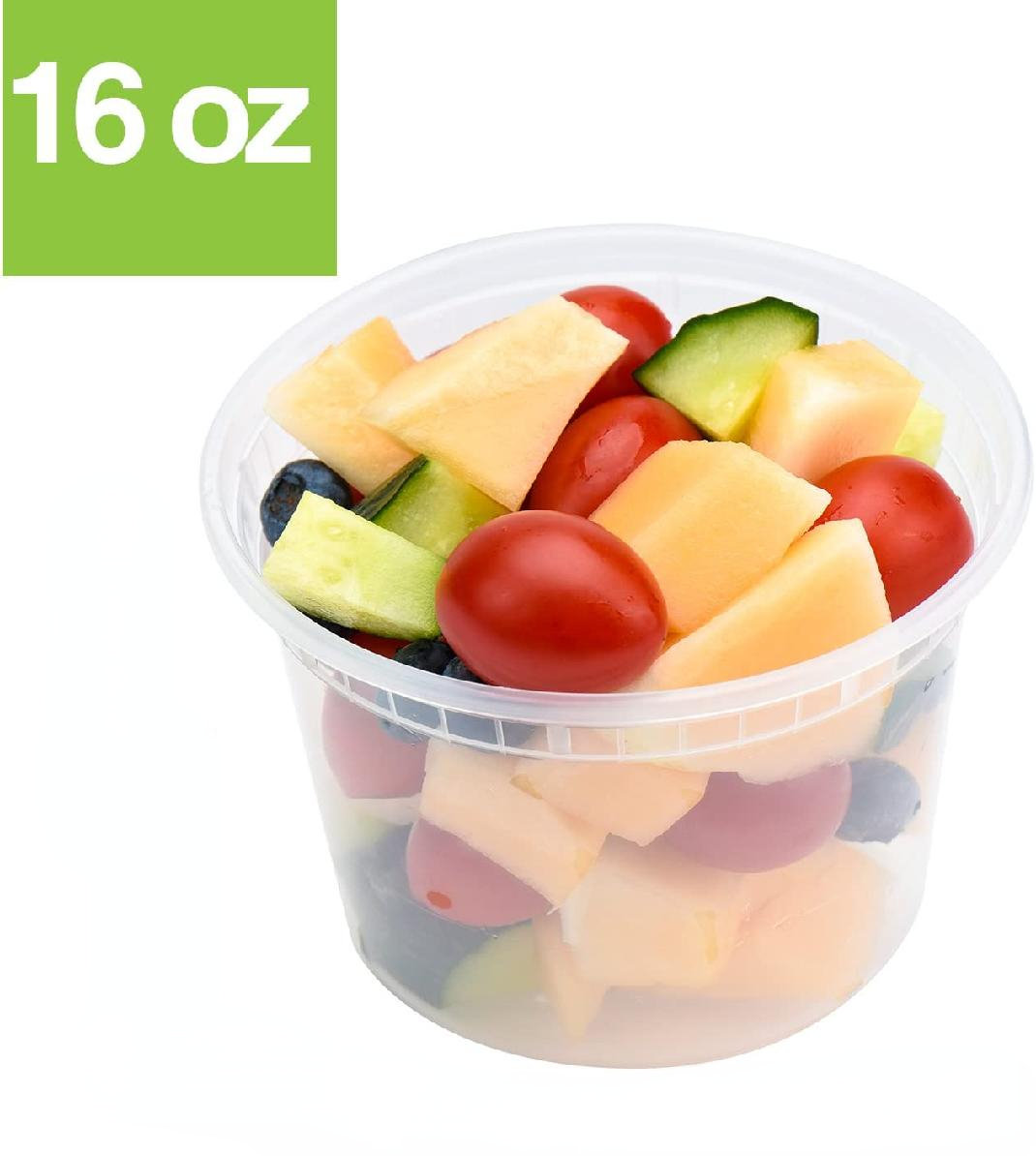 Comfy Package 8 oz. [48 Pack] Plastic Deli Food Storage Containers with Airtight Lids, Clear