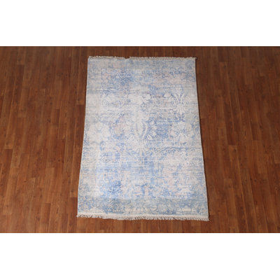 Tapis moderne abstrait fait à la main 4 x 6