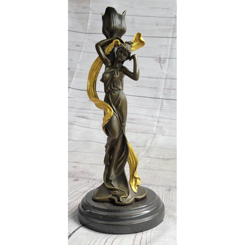 Statue de candélabre féminine en bronze bronze
