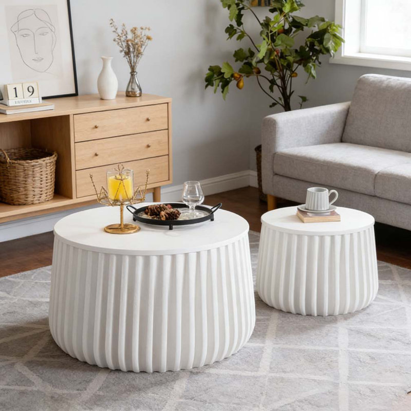 Ensemble de tables de rangement rondes blanches
