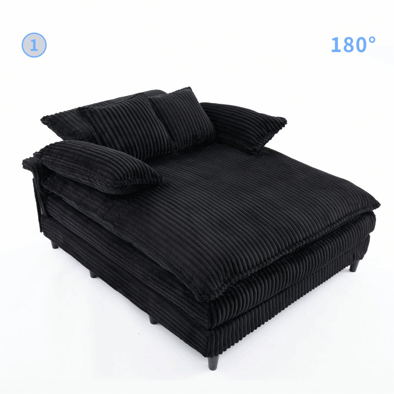 Méridienne double avec 4 coussins pour l'intérieur, Noir