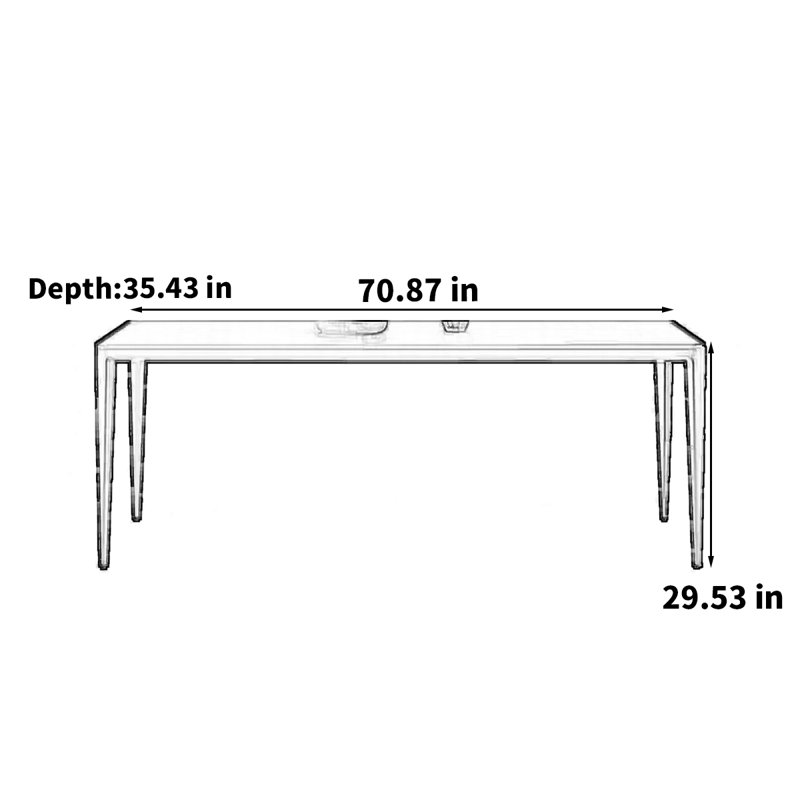 Table rectangulaire rectangulaire rétro, H 29,53 po x L 70,87 po x l 35,43 po