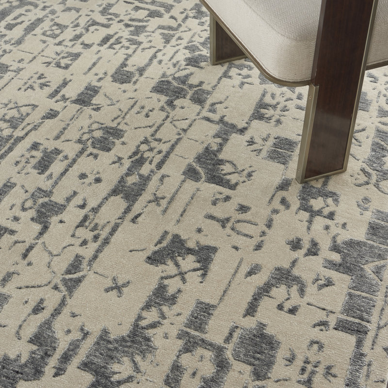 Nourison Tinita 5'6" x 7'5" Ivory Grey Modern Indoor Rug, Rectangle 5'6" x 7'5"