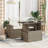  Garden Table Grey PE Rattan, Powder-Coated Steel, Tempered Glass-1535445327