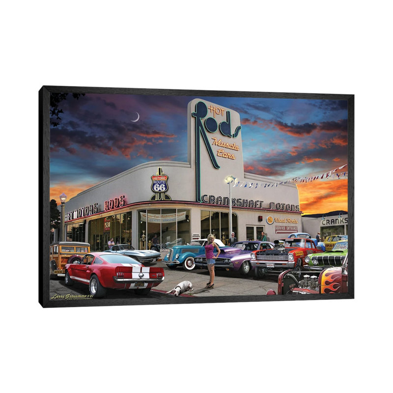 Muscle Car Motors by Larry Grossman - Floater Frame Gallery-Wrapped Canvas Giclée on Canvas, Black, 45.72 cm H x 66.04 cm W