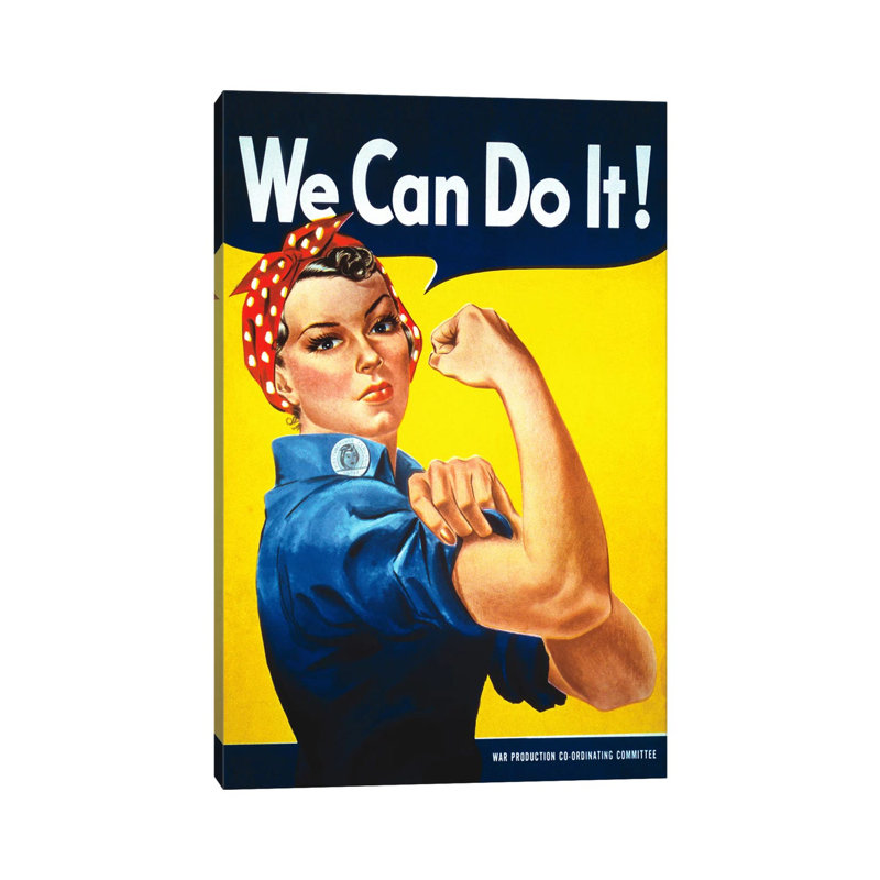 We Can Do It! (Rosie The Riveter) Poster by J. Howard Miller - Wrapped Canvas Print, 101.6 cm H x 66.04 cm W x 3.175 cm D