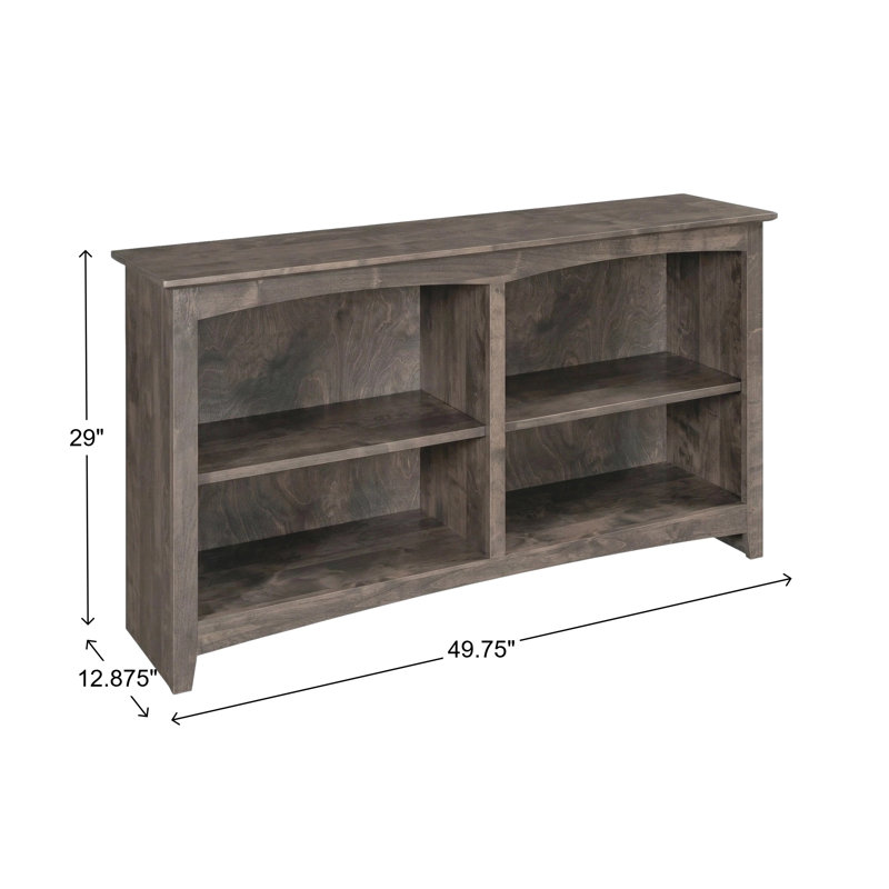 Malani 36" H Solid Wood Classic Bookcase, Driftwood, (2 Shelves) 29"H x 49.75"W x 12.875"D