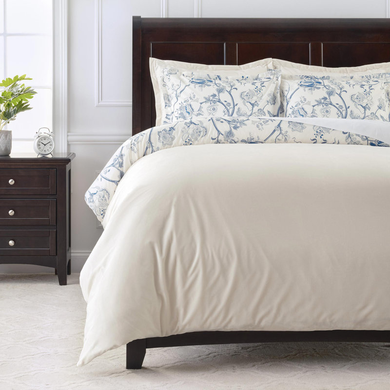 Cream Microfibre Reversible 3 Piece Duvet Cover Set, Twin Duvet Cover + 2 Standard Pillowcases
