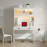 Berwaldt 40" W Rectangle Computer Desk with Hutch and Cabinet