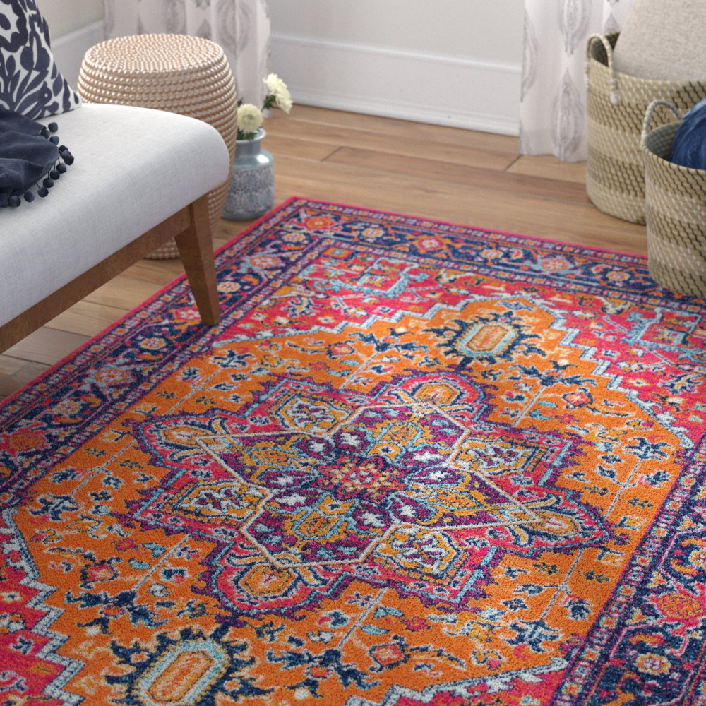 Bungalow Rose Garmond Performance Orange Rug & Reviews | Wayfair