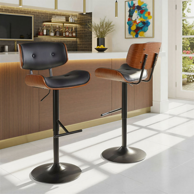 Tabouret de bar pivotant à hauteur réglable Aliane, Noir