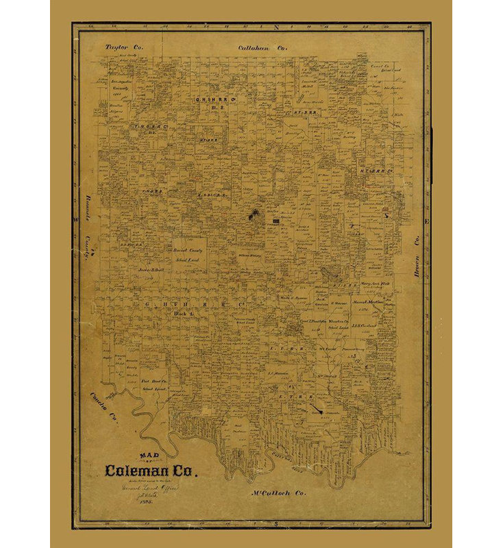 Art sur toile Alcott Hill® Clark, titré: Coleman County Texas - Clark 1895, H 48 po x l 36 po