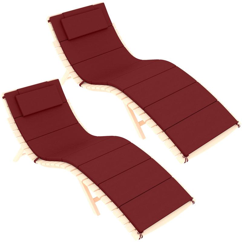 Coussin de chaise longue d'extérieur L 72 po x l 21 po x T 1,18 po (ensemble de 2), Rouge
