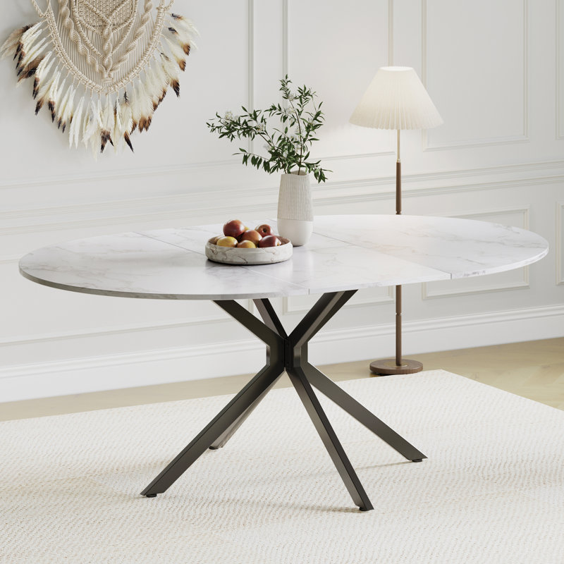 Metal Base Dining Table, White