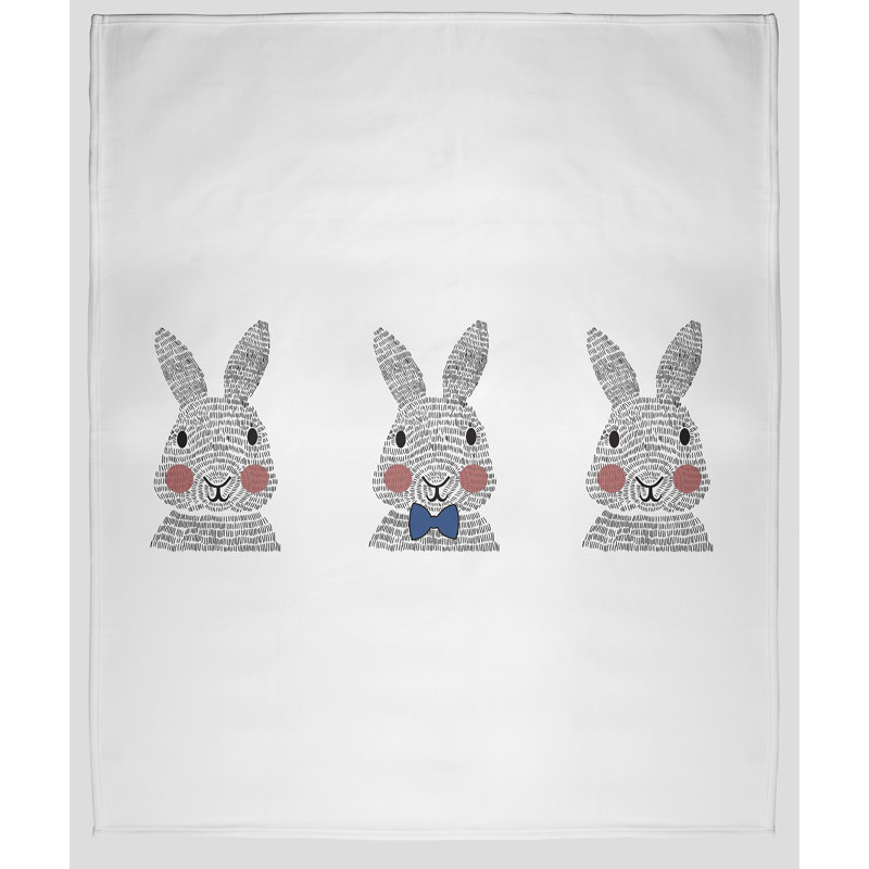  Couverture en molleton Bunny Triplets, 60 po x 80 po, Bleu foncé / rouge