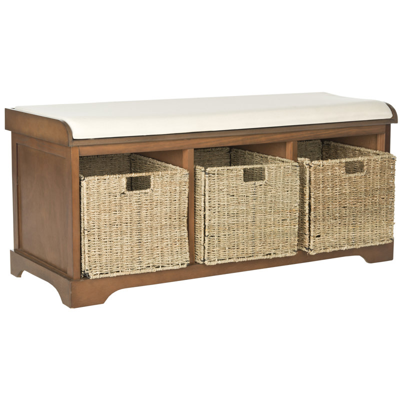 Loane Wicker Storage Bench, Brown