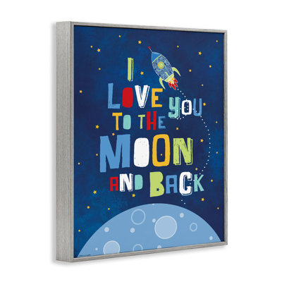 I Love You Moon and Back Rocket Ship Canvas Wall Art