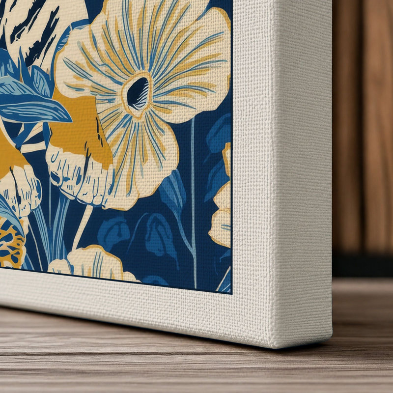 Tiger in Bloom Botanical - Wrapped Canvas, 18x12 - 45.7 x 30.5 cm, Cream Border