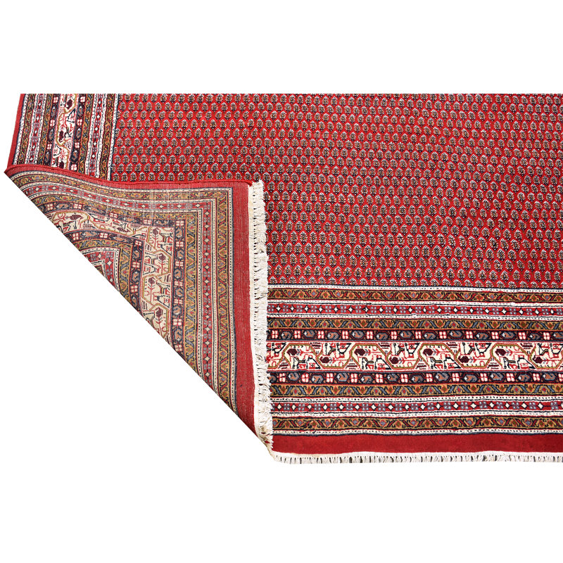 Tapis rouge et crème noué à la main de haute qualité