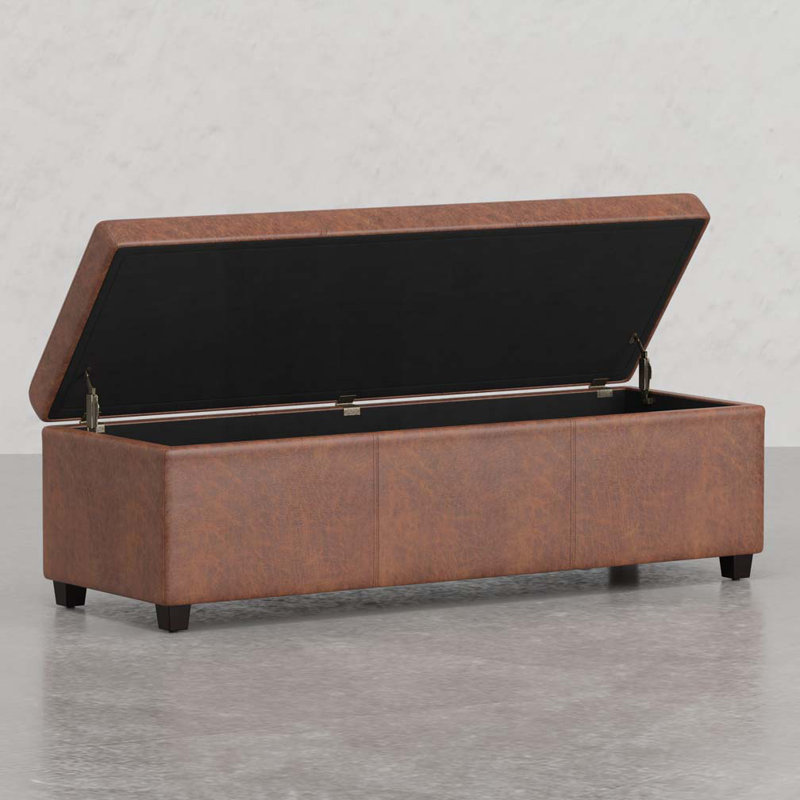 Banc de rangement avec repose-pieds en polyuréthane, Brun