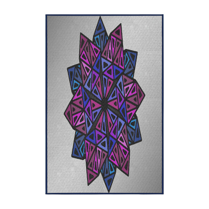 Tapis géométrique gris / mauve, Rectangle 5 pi x 7 pi