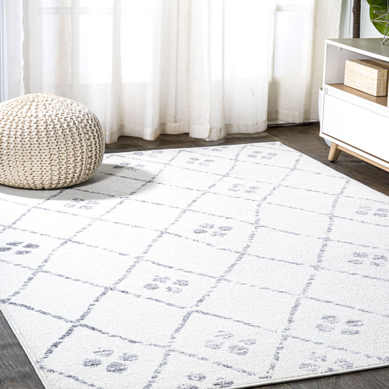 Kindle Moroccan Geometric Diamond Ivory/Light Gray Rug, Rectangle 3' x 5'