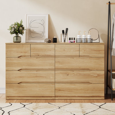 55" W Modern Dresser with 10 Drawers, Wooden Chests of Drawer for Bedroom, Living Room