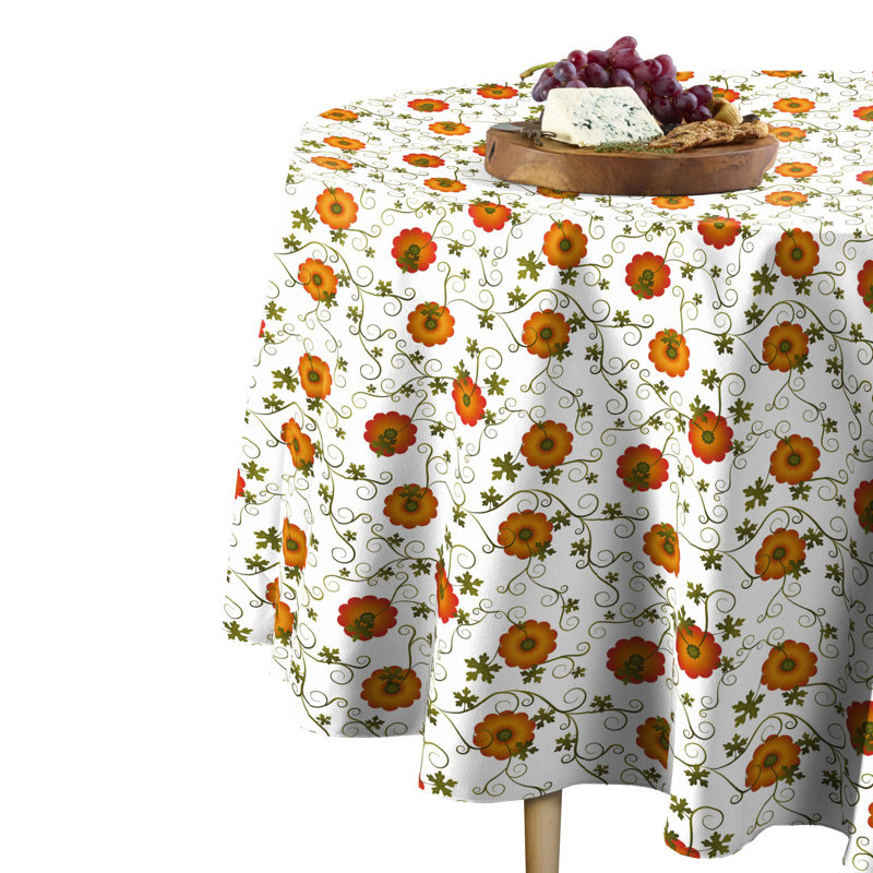 Mccarthy Pumpkin Tops Round Tablecloth, 108" W x 108" L