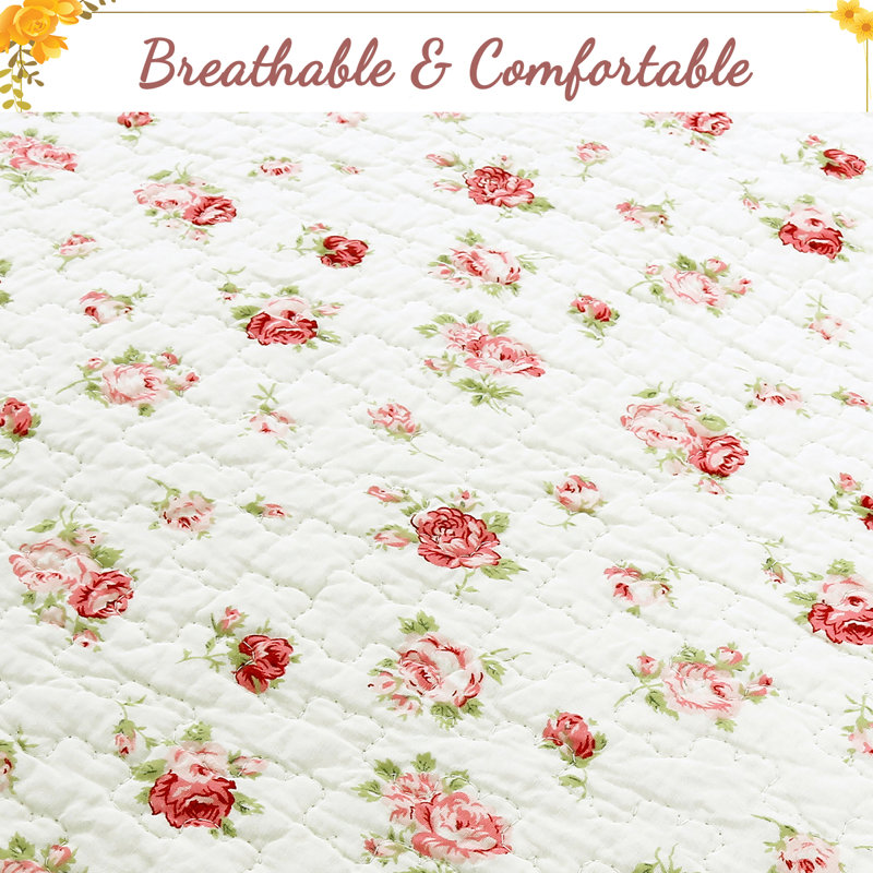 Garden Cotton Floral Quilt, King Quilt + 2 King Shams