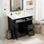 Meuble-lavabo autoportant 36 po - Bois massif / Armoire en bois massif avec lavabo, tiroir rabattable et tablette réglable-133706204