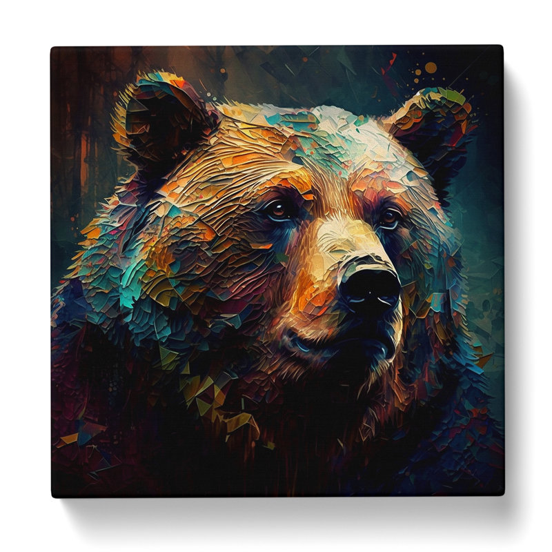 Bear Abstract Expressionism - Wrapped Canvas, 50cm H x 50cm W x 3cm D