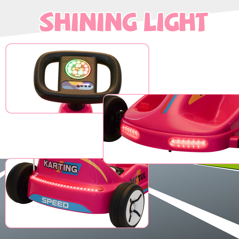 12V Pink Electric Go-Kart with Remote Control