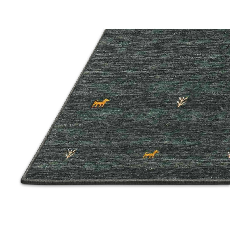 Tapis de la zone vert olive contemporaine Beeching, Rectangle 5 pi x 7 pi