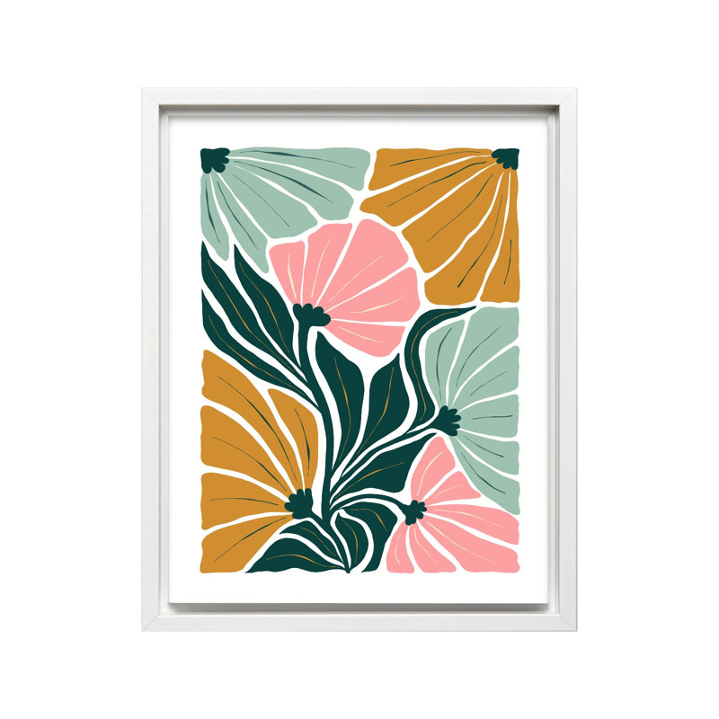 Fleurs abstraites n ° 7, Canvas, White Framed, 16"H x 20"W