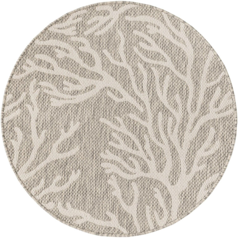 Tapis contemporain gris Azilynn, Rond 3 pi 1 po