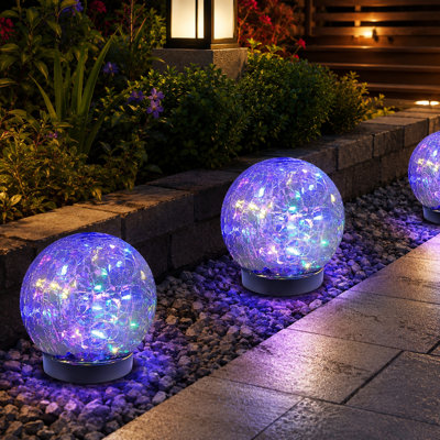 6-Pack Cracked Glass Solar Globe Lights, Waterproof Outdoor Garden Orbs for Lawn, Patio, Yard and Backyard Decoration