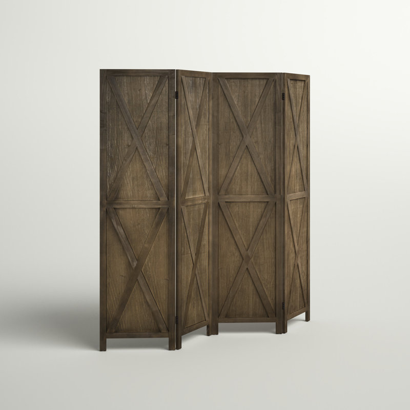 Derna 71.75 " W x 67 " H 4 - Panel Solid Wood Folding