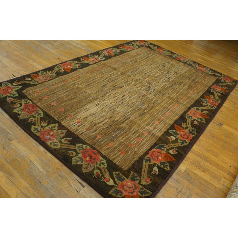 Wool American Hooked 1930s Hallway Runner Antique Rug
