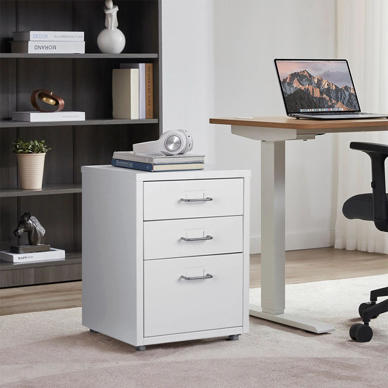 Eulonda 28cm Wide 3 -Drawer Mobile File Cabinet, White