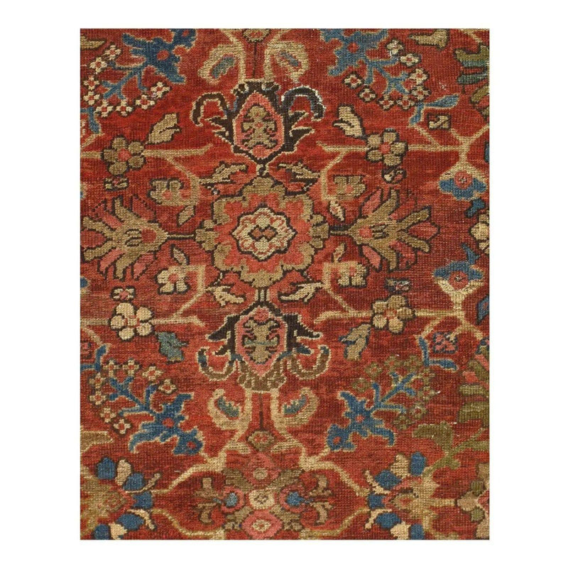 Tapis oriental rouille / beige en laine / coton fait à la main 9 pi 6 po x 12 pi 6 po Wynand