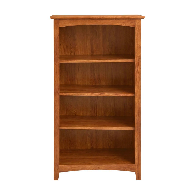 Malani 36" H Solid Wood Classic Bookcase, Golden Pecan, (4 Shelves) 48"H x 25.75"W x 12.875"D