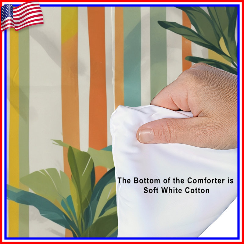 Vertical Stripes With Foliage Comforter, Queen
