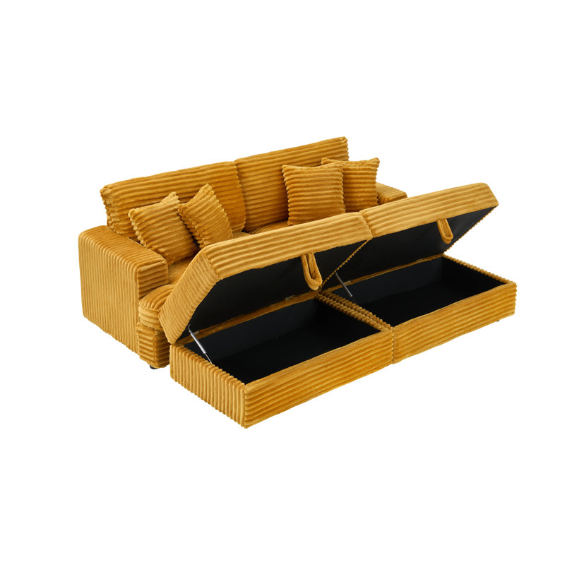 Eugenija 88.58'' 4 - Piece Upholstered Sectional, Orange